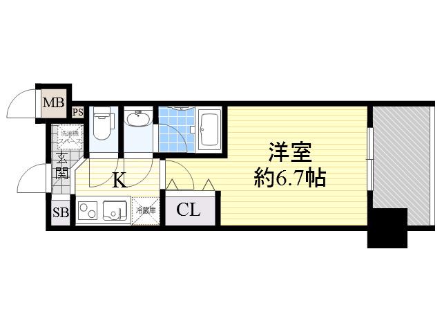 レジディア新大阪(1K/13階)の間取り写真