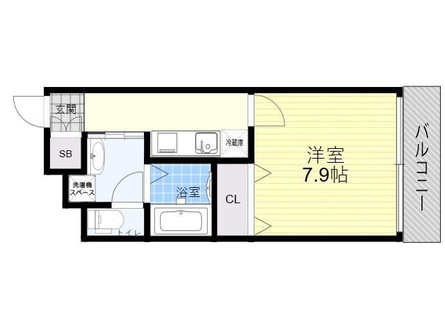 アンプルールフェールドミール(1K/3階)の間取り写真