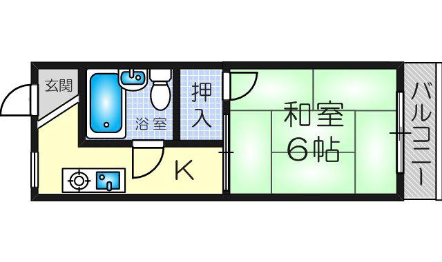 末広ハイツ(1K/2階)の間取り写真