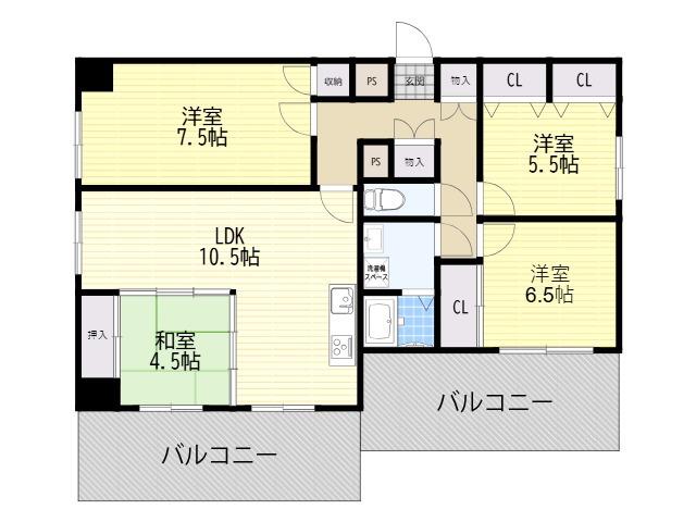 エル三津屋(4LDK/6階)の間取り写真