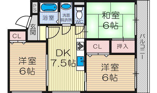 エル三津屋(3LDK/2階)の間取り写真