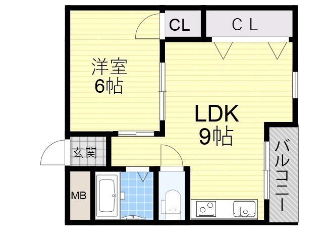 レオパレスLIGHTHILLⅢ(1DK/4階)の間取り写真
