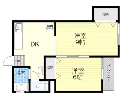 ビギンハイツA(2DK/2階)の間取り写真