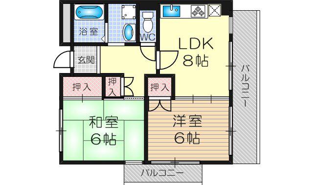 ライフステージ新大阪(2DK/2階)の間取り写真