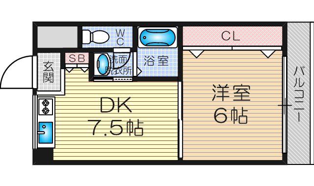 メティス有馬(1DK/5階)の間取り写真