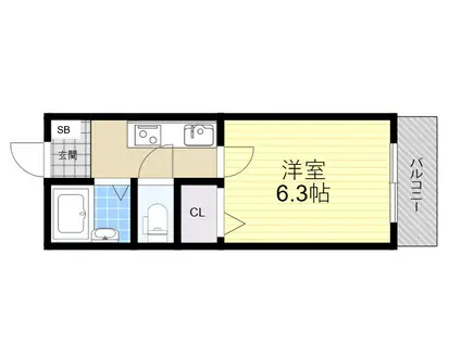 プルス野中南(1K/2階)の間取り写真