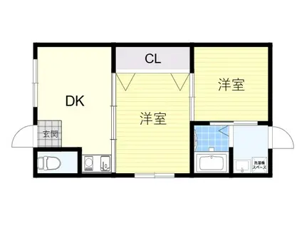 エナミビル大阪十三(2DK/1階)の間取り写真