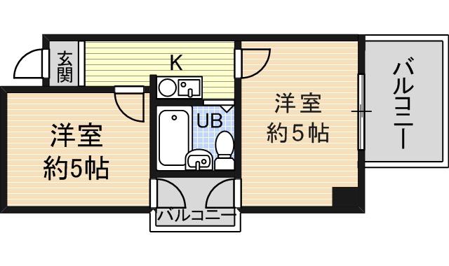 ラ・ペール壱番館(2K/4階)の間取り写真
