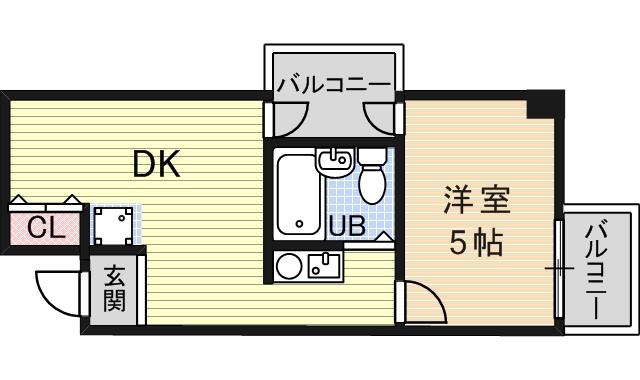 ラ・ペール壱番館(1DK/9階)の間取り写真