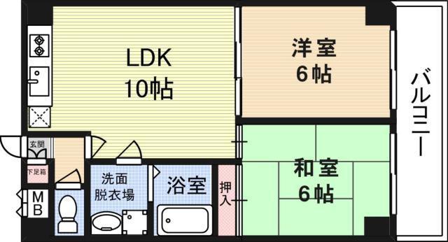 ヴィラエスポアール(2LDK/2階)の間取り写真