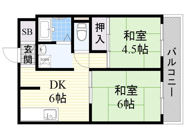 成小路ハイツ(2DK/3階)の間取り写真
