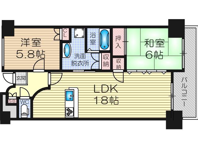 和の杜 (2LDK/6階)の間取り写真