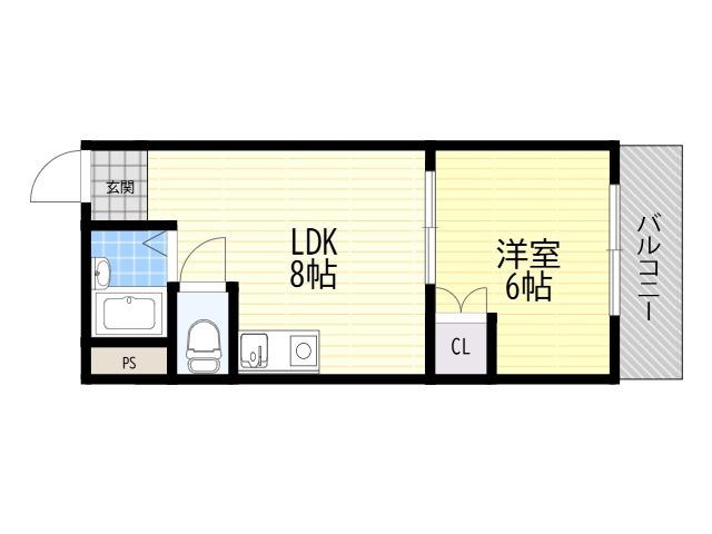 アルビオン(1LDK/4階)の間取り写真