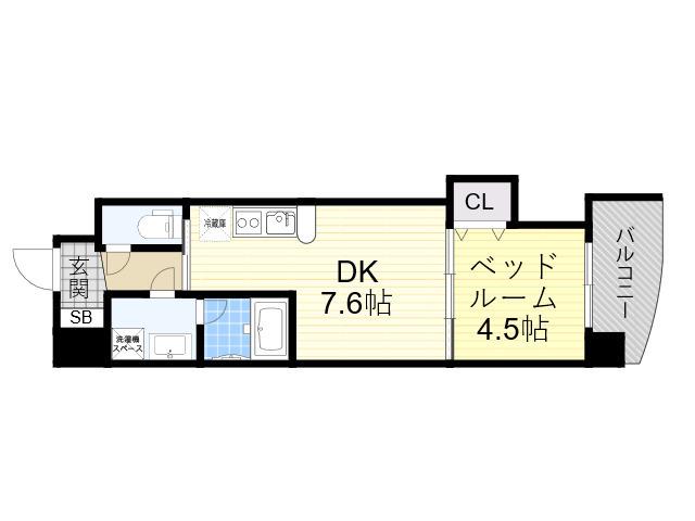 ルクレ新大阪レジデンス(1DK/2階)の間取り写真