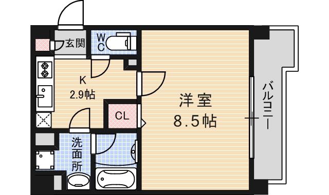エナブル塚本Ⅱ(1K/2階)の間取り写真