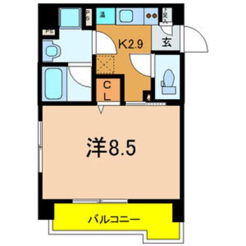 エナブル塚本Ⅱ(1K/4階)の間取り写真