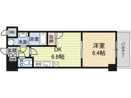 GRAMERCY JUSO-HIGASHI 2ND(1DK/3階)の間取り写真