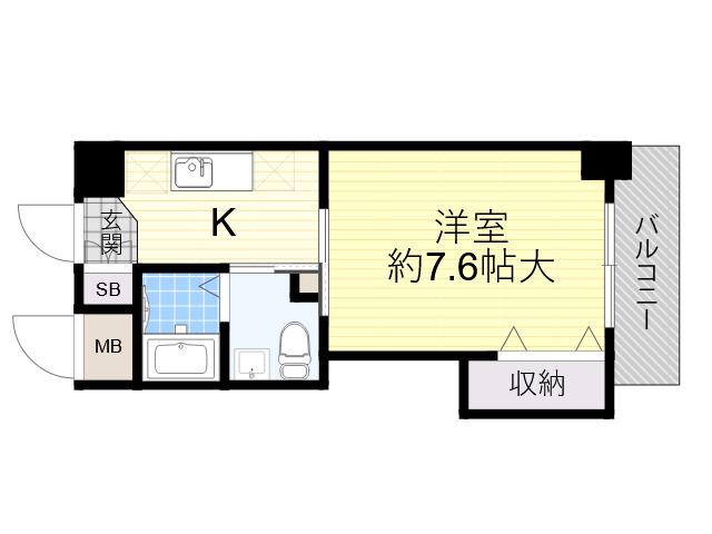 阪急神戸本線 十三駅 徒歩5分 3階建 築23年(1K/2階)の間取り写真