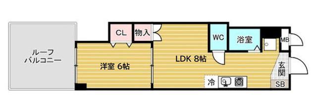 十三エステートハイツ(1LDK/2階)の間取り写真