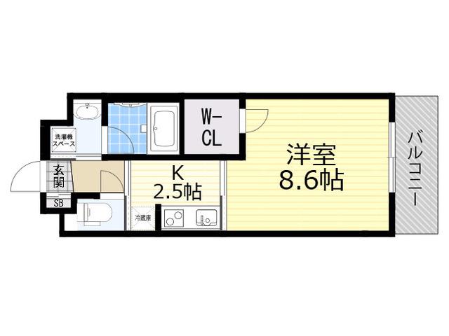 ドルチェヴィータ新大阪(1K/8階)の間取り写真
