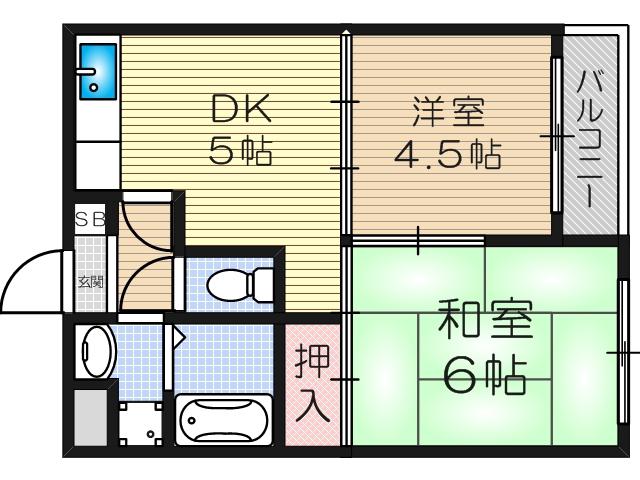 オークヒルズ(2DK/3階)の間取り写真