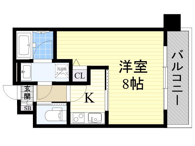 GROOVE西三国(1K/4階)の間取り写真