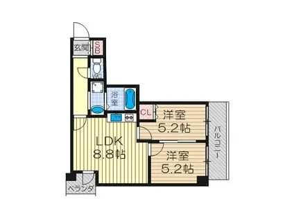 ヤマビコハイツパート2(2LDK/2階)の間取り写真