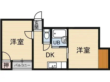 日大ハイツ(2K/3階)の間取り写真