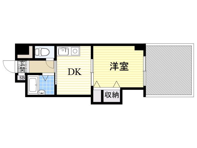 ノルデンハイム新北野(1DK/1階)の間取り写真