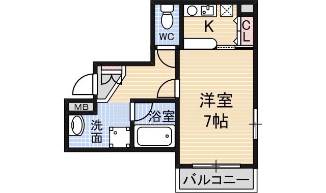 メゾン三和ドライ(1K/4階)の間取り写真