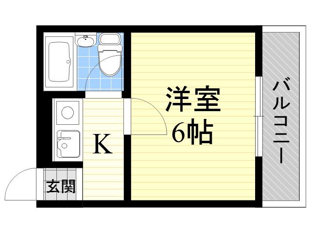 ファミリーハイツ(1K/5階)の間取り写真