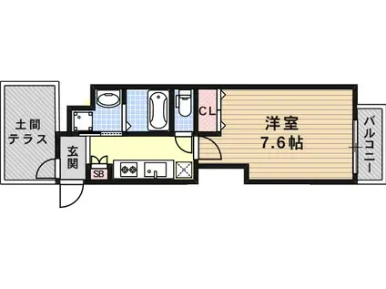 ウィング新北野(1K/3階)の間取り写真