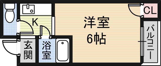 クラウンハイム新高(1K/4階)の間取り写真