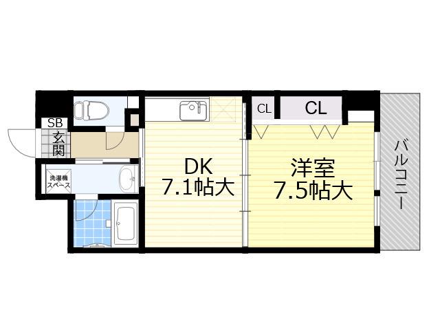 アーバネス淀川(1DK/10階)の間取り写真