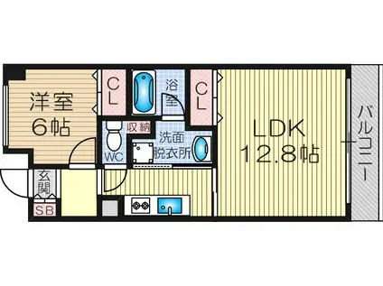 テレーズ神崎川(1LDK/5階)の間取り写真