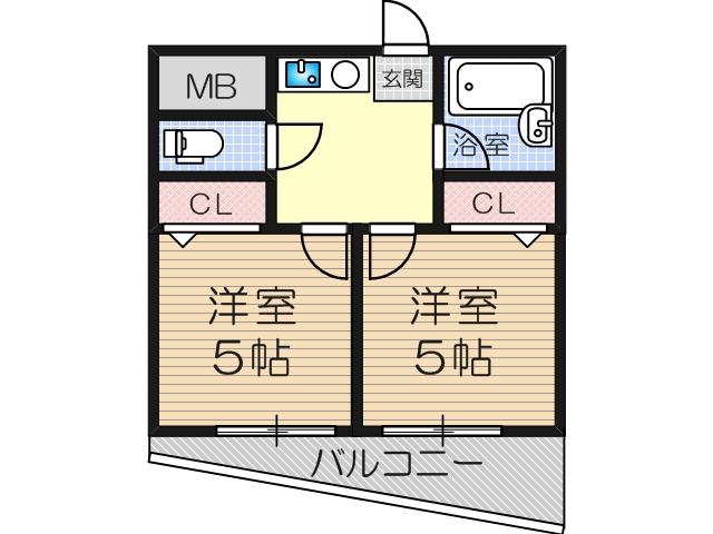 木川東エクセルハイツ(2K/5階)の間取り写真