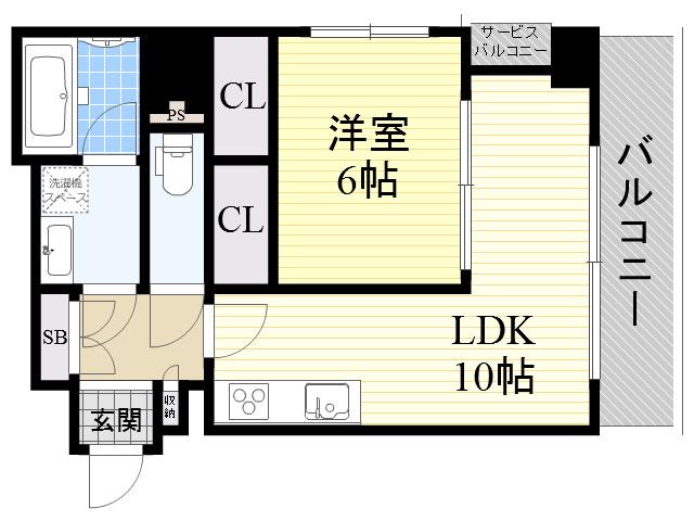CITY SPIRE十三東(1LDK/4階)の間取り写真