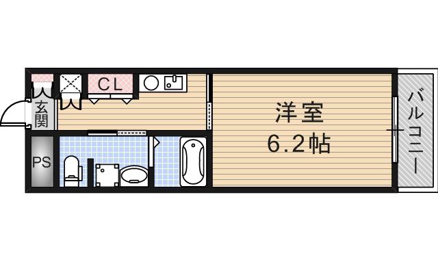 十三本町ウインズマンション2(1K/2階)の間取り写真