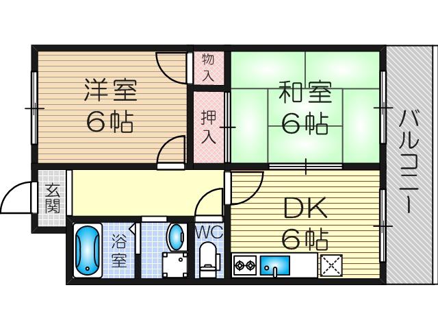 新大阪ロイヤルハイツ(2DK/3階)の間取り写真