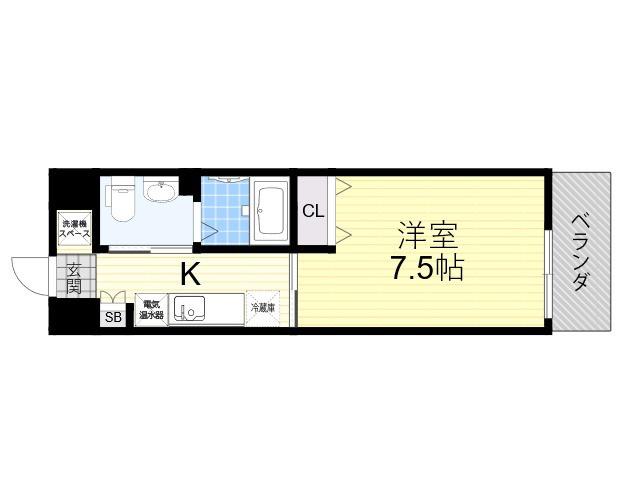 大阪市営御堂筋線 西中島南方駅 徒歩7分 9階建 築25年(1K/9階)の間取り写真