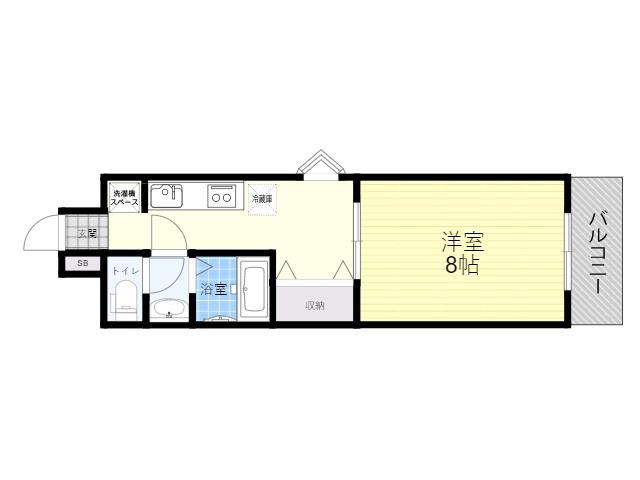 クレアみてじま(1K/6階)の間取り写真
