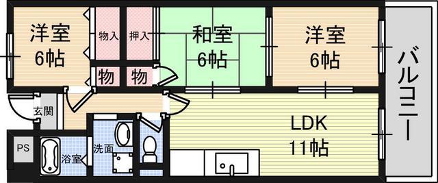 デュラールモリタ(3LDK/4階)の間取り写真