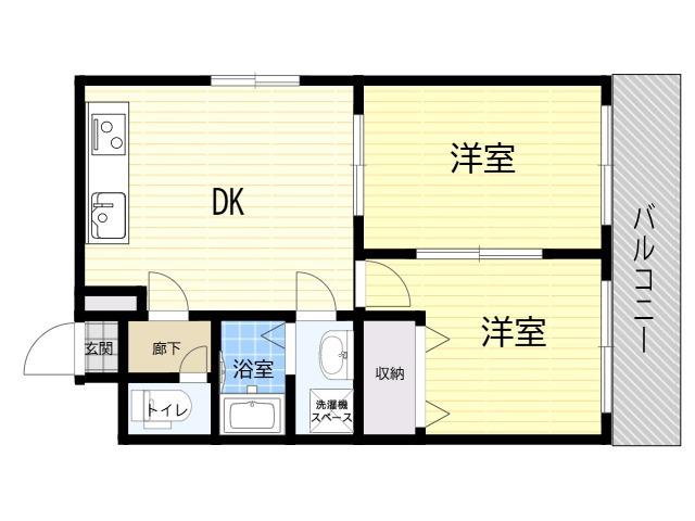 アムール佃(2DK/3階)の間取り写真