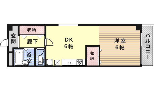 島ビル(1DK/3階)の間取り写真