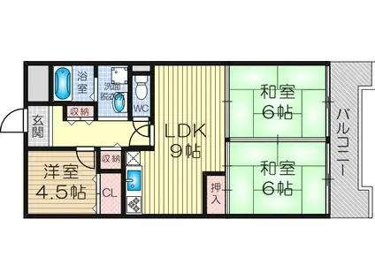 コスモハイツ新大阪2番館(3LDK/4階)の間取り写真