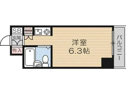 朝日プラザ梅田北デ・ラ・リブジェ(ワンルーム/7階)の間取り写真