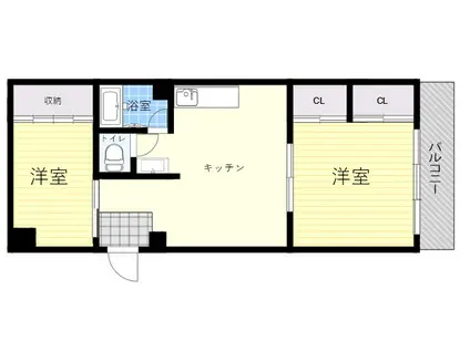 シャレード塚本(2LDK/4階)の間取り写真