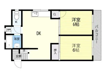 毛利マンション(2DK/2階)の間取り写真