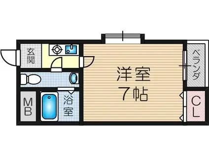 アンビーハイム(1K/2階)の間取り写真