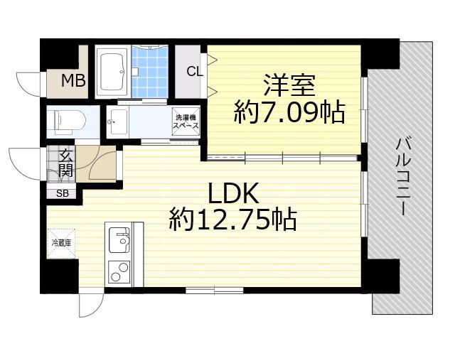 ノルデンタワー新大阪プレミアム(1LDK/21階)の間取り写真